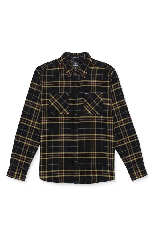 Volcom Netastone Classic Fit Flannel Button-up Shirt In Black