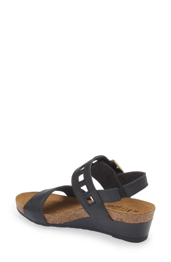 Shop Naot Dynasty Wedge Sandal In Jet Black Leather