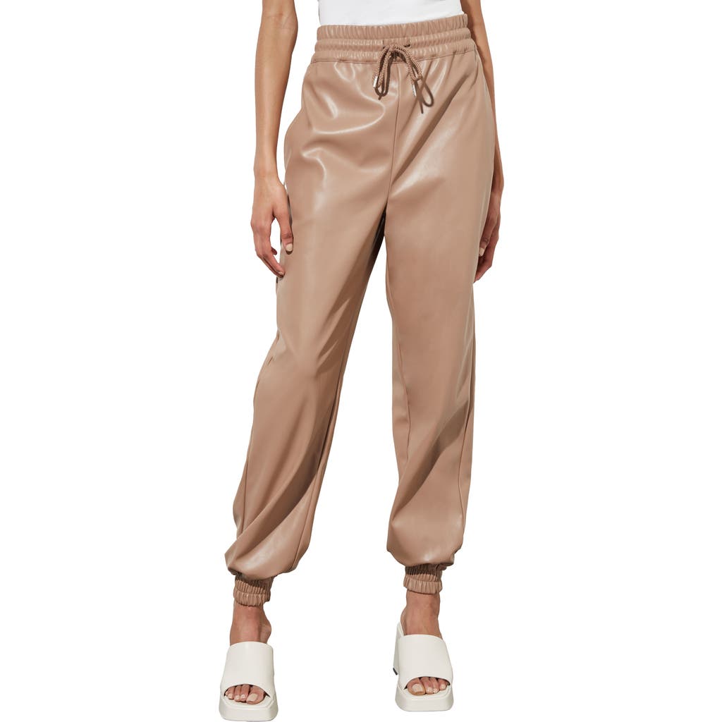 Shop Ming Wang Faux Leather Joggers In Java