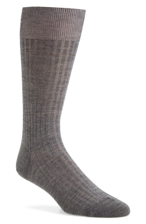 Pantherella Merino Wool Blend Dress Socks in Mid Grey Mix 