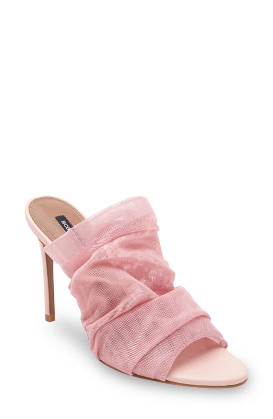 Bcbgmaxazria Sarani Blush Ruched Mesh Wide Band Heel In Blush Mesh