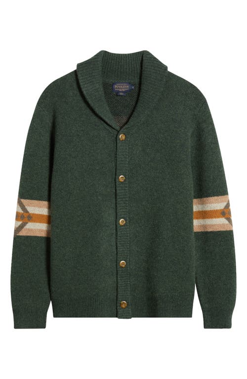 Shop Pendleton Nehalem Lambswool Cardigan In Nehalem Forest Green