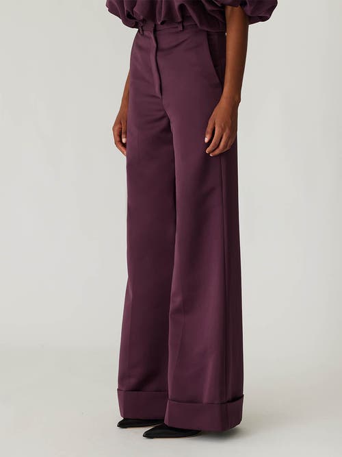 Shop Rebecca Taylor Techy Sateen Wide Leg Pant In Plum