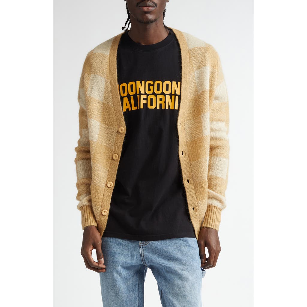 Noon Goons Beach Camp Mohair & Wool Blend Cardigan in Beachwood Brown