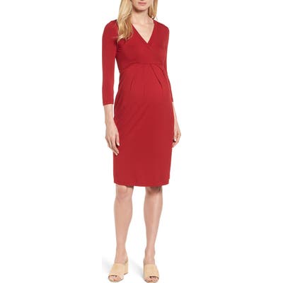 Isabella Oliver Gracia Surplice Maternity Dress, Red