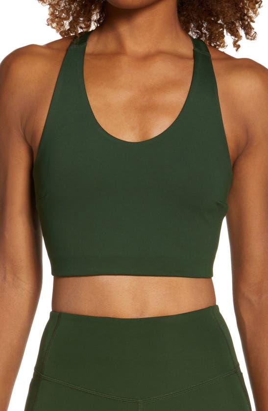 Zella Studio Lite Longline Bra In Green Mountain