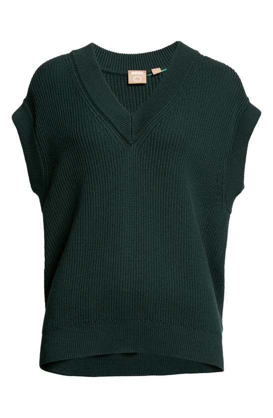 Shop Hugo Boss Boss Felgica V-neck Ribbed Cotton & Silk T-shirt In Open Green