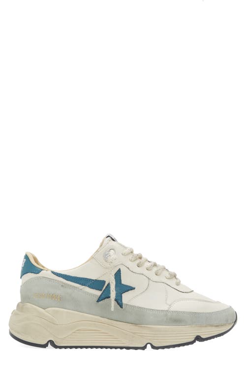 Golden Goose Running Sneakers In White Leather And Fabric In White/petroleum/ice
