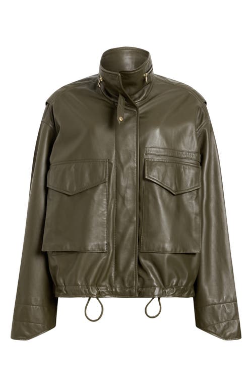 Shop Allsaints Clay Leather Jacket In Khaki Green