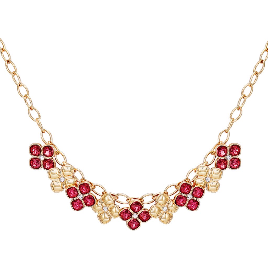 T Tahari Crystal Cluster Statement Necklace In Gold Tone
