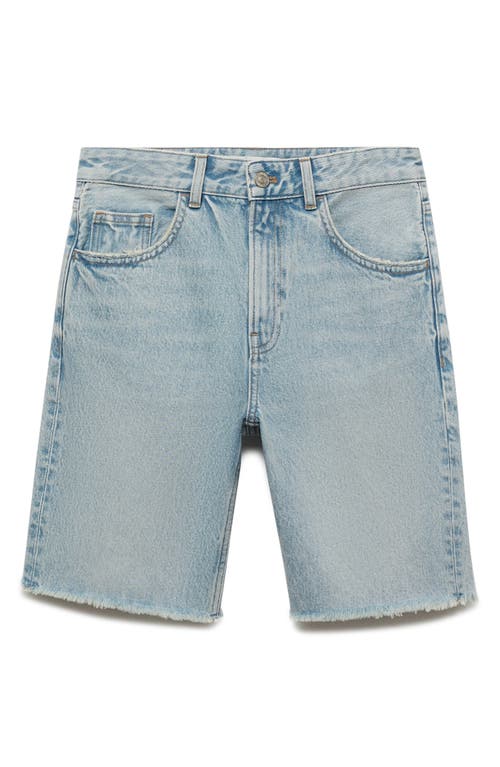 MANGO MANGO FRAYED HEM DENIM BERMUDA SHORTS 