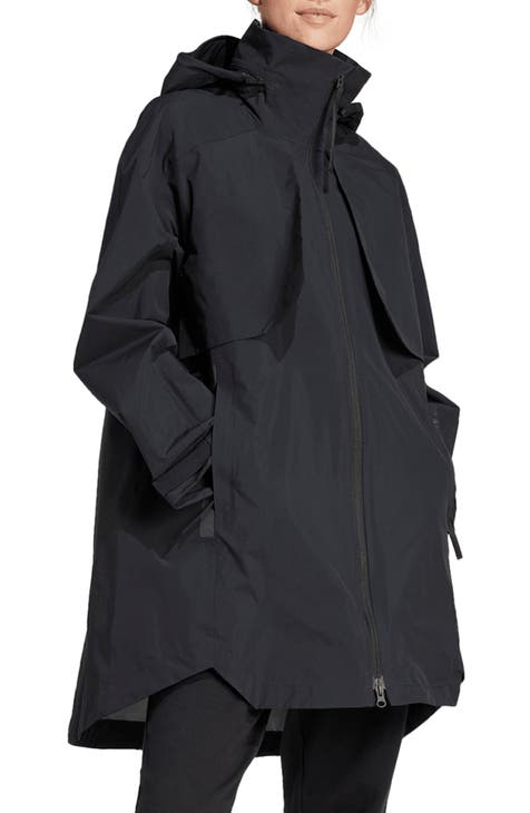 Black Fashion Adult Waterproof Long Raincoat Women Men Rain coat - black / L