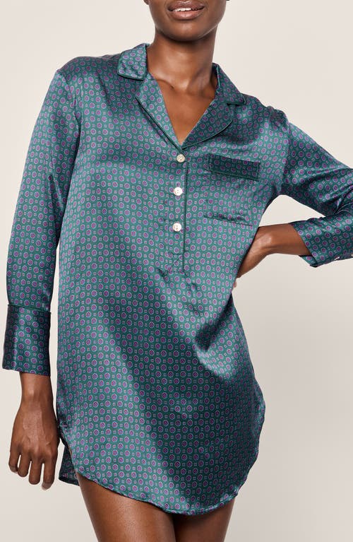 PETITE PLUME PETITE PLUME MEDALLION PATTERN MULBERRY SILK NIGHTGOWN