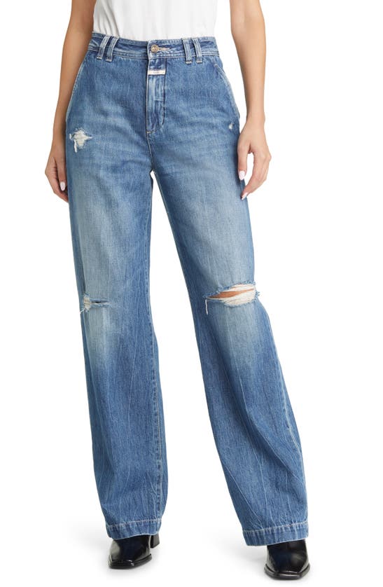 Closed Braden Ripped Nonstretch Jeans In Mid Blue