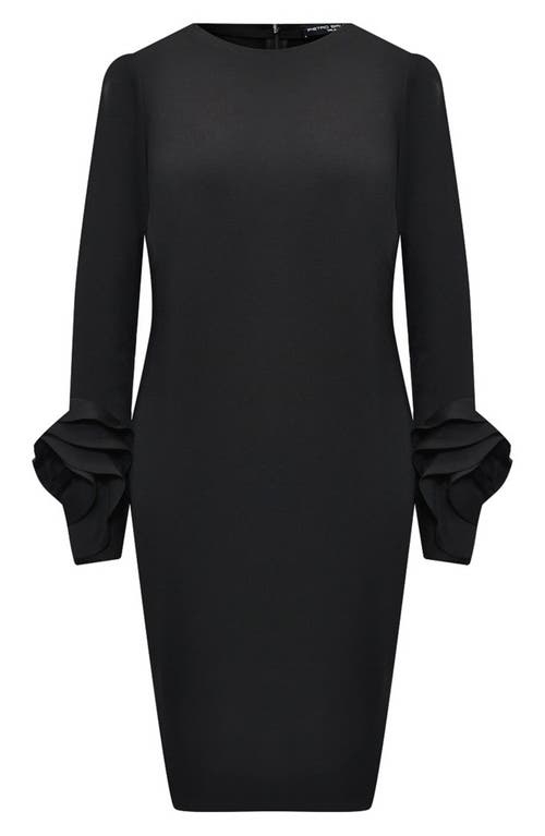 Shop Pietro Brunelli Rosette Cuff Long Sleeve Maternity Sheath Dress In Black