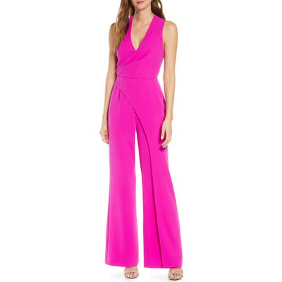 Adelyn Rae Katerina Faux Wrap Jumpsuit, Purple