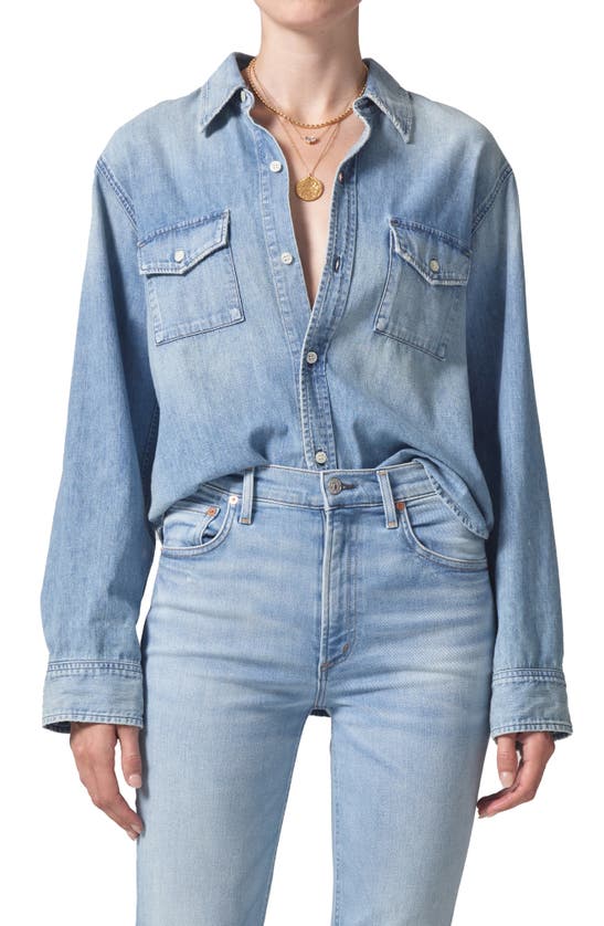 Shop Citizens Of Humanity Baby Shay Denim Shirt In Curran