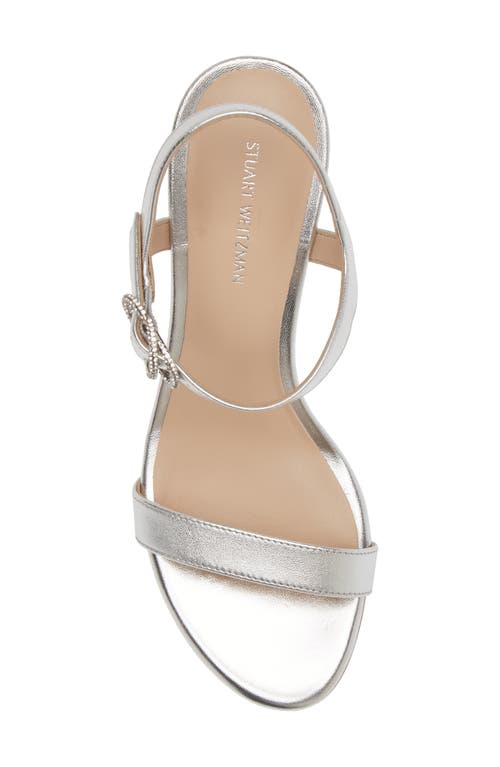Stuart Weitzman Crystal 75 Leather Block Sandal In Museline