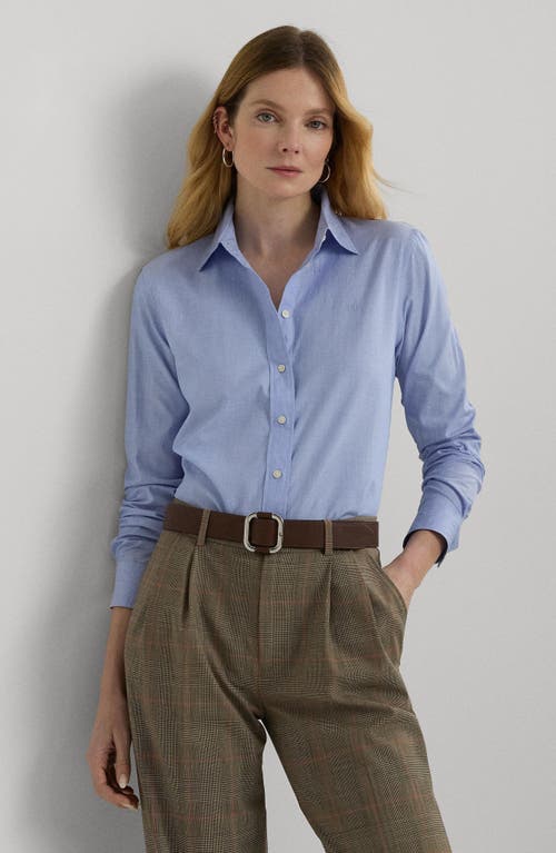 Shop Lauren Ralph Lauren Classic Fit Cotton Shirt In Classic Medium Blue