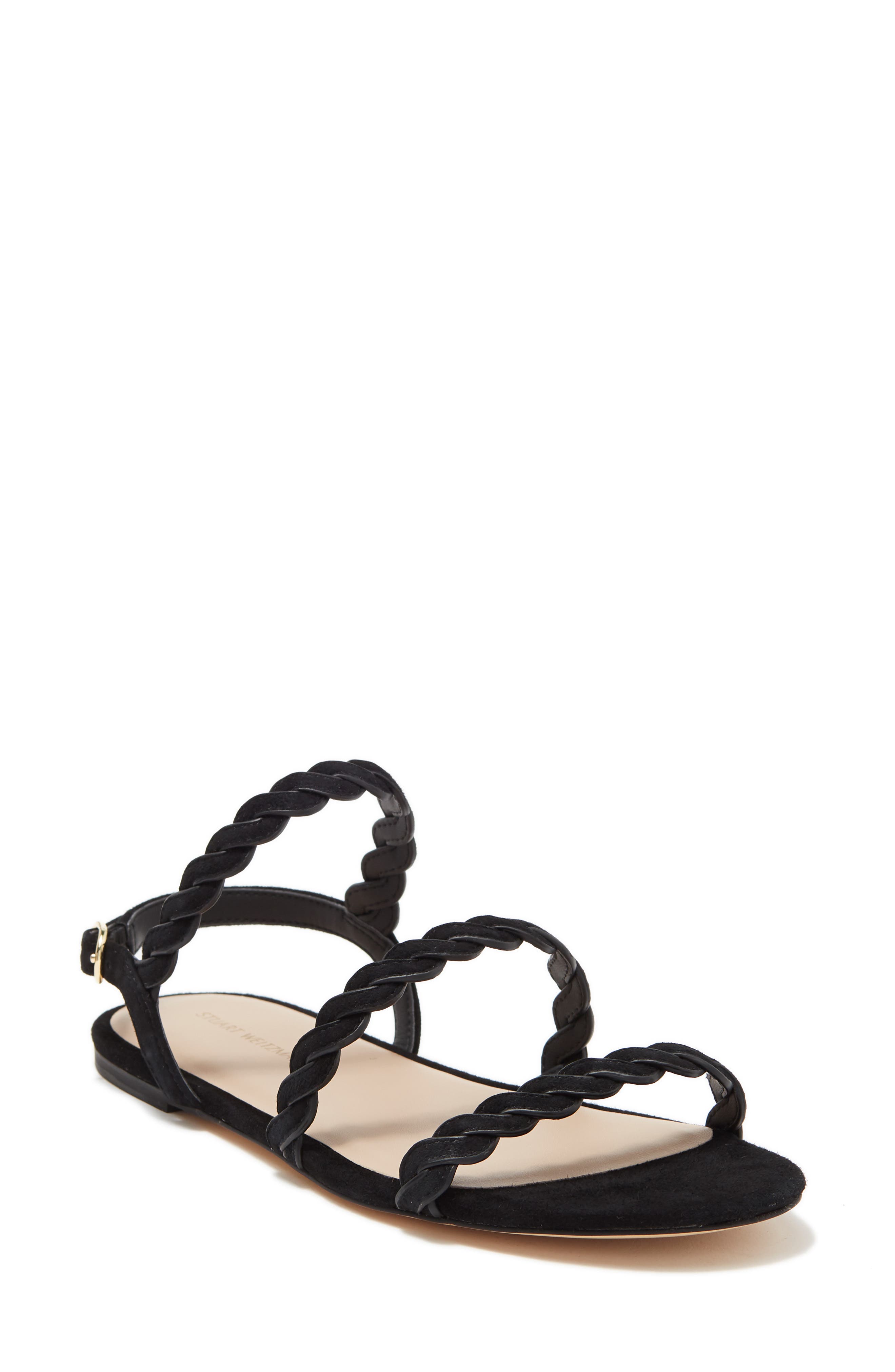 stuart weitzman black flat sandals