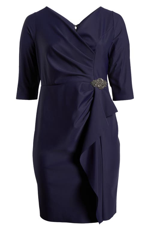 Shop Alex Evenings Pleated Sheath Cocktail Dress In Navy