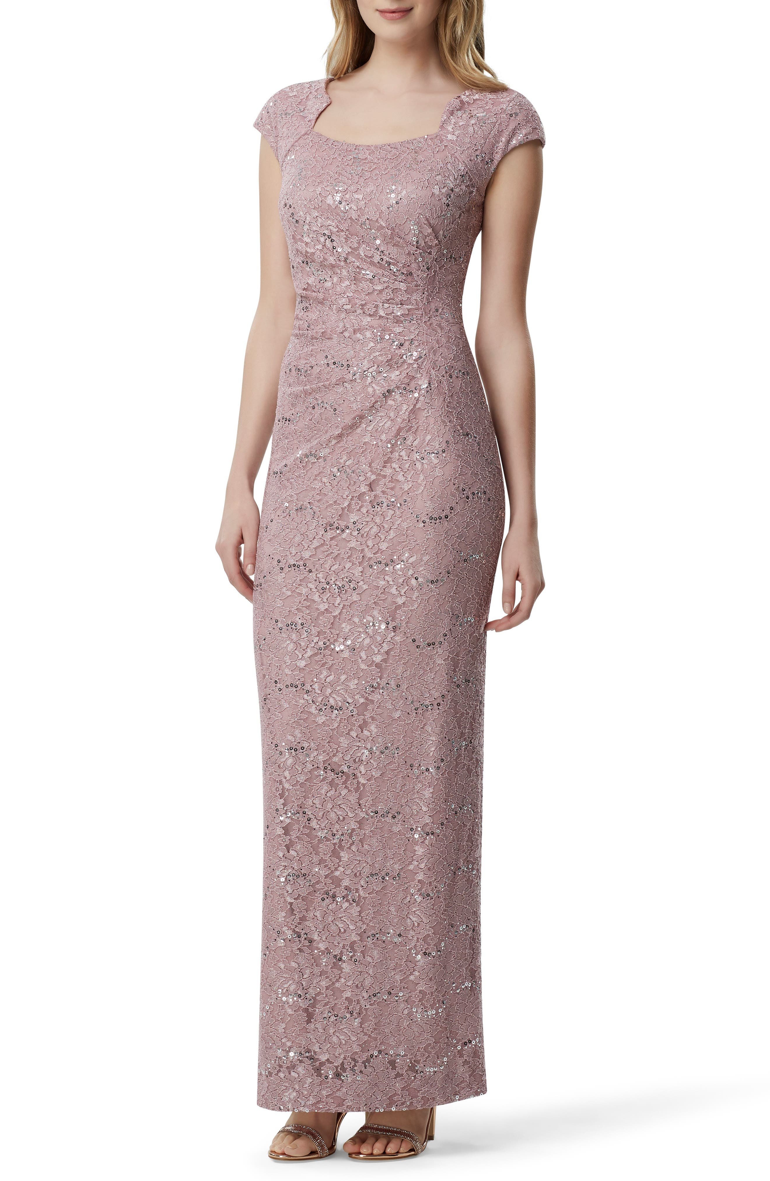 Tahari Sequin Embellished Evening Gown, Pink