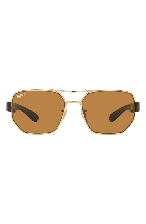 Ray Ban Ray-ban 60mm Polarized Aviator Sunglasses In Brown