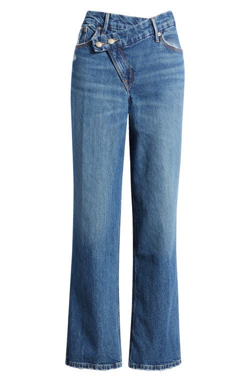 Shop Good American Good '90s Crossover Waist Straight Leg Jeans In Indigo713