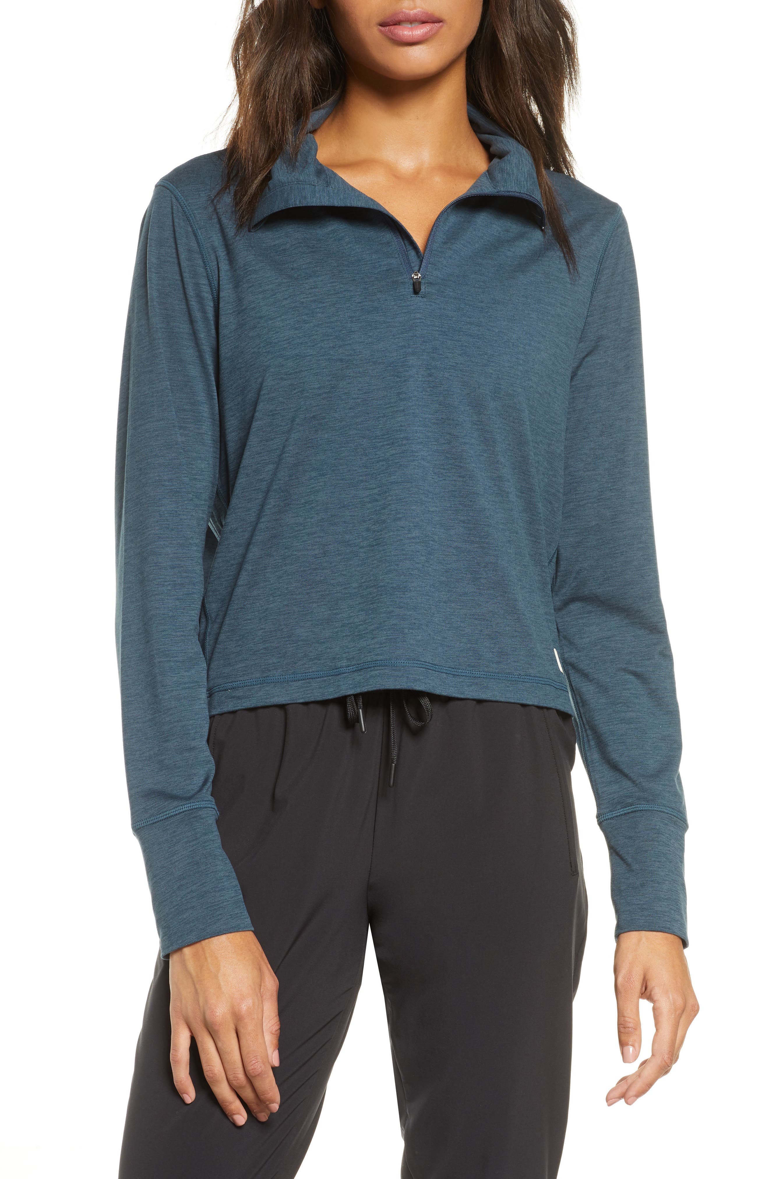 vuori Crescent Performance HalfZip Crop Pullover Nordstrom