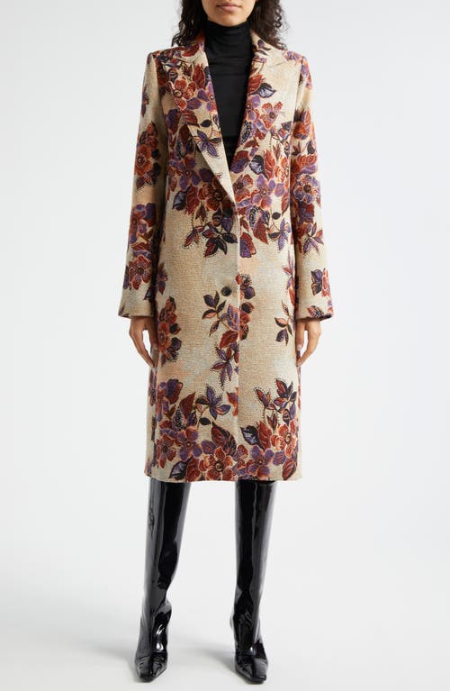 Shop Smythe Floral Embroidery Coat In Autumn Floral