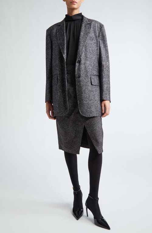 Max Mara Single-breasted Blazer In Printed Silk In Dark Grey
