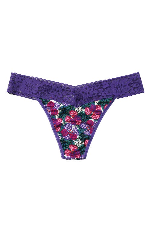 Shop Hanky Panky Indigo Stripe Dreamease Original Rise Thong In Loves Me/loves Me Not