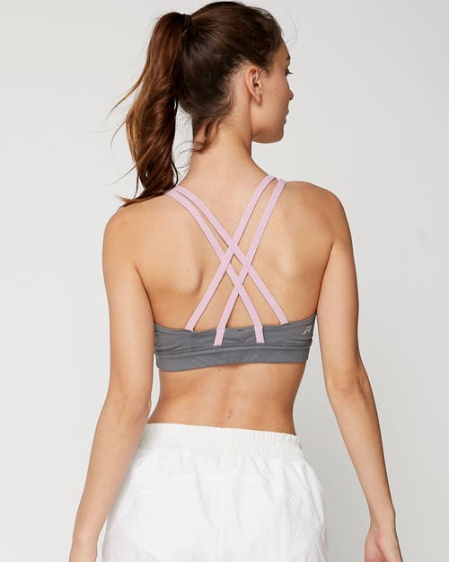 Shop Rebody Active Strappy X Silkiflex Lite Bra In Stone Grey/pink