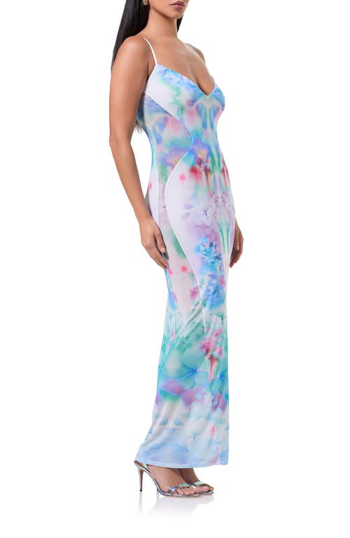 Shop Afrm Alyson Mesh Panel Maxi Dress In Blur Blossom