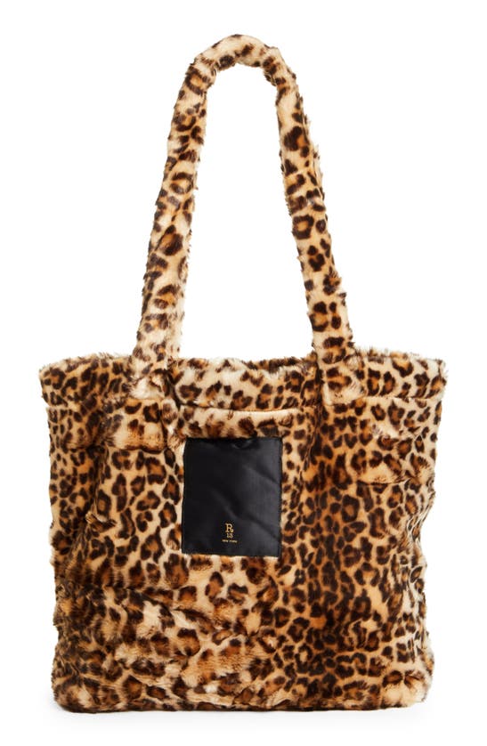 R13 Leopard Print Oversize Faux Fur Tote Bag In Leopard Brown