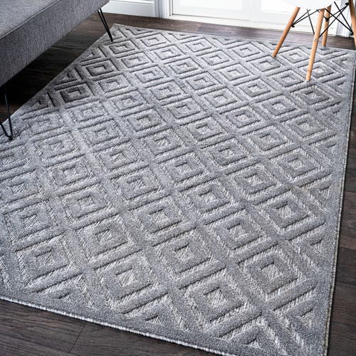 JONATHAN Y JONATHAN Y PORTMANY NEUTRAL DIAMOND TRELLIS INDOOR/OUTDOOR AREA RUG 