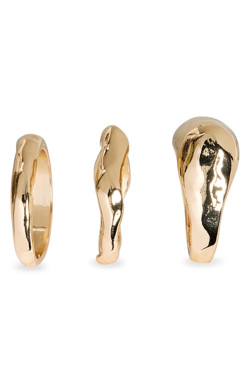 Nordstrom Rack Set Of 3 Molten Rings In Gold