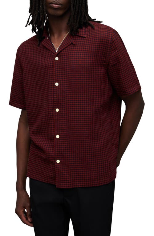 AllSaints Glendale Check Camp Shirt Red at Nordstrom,