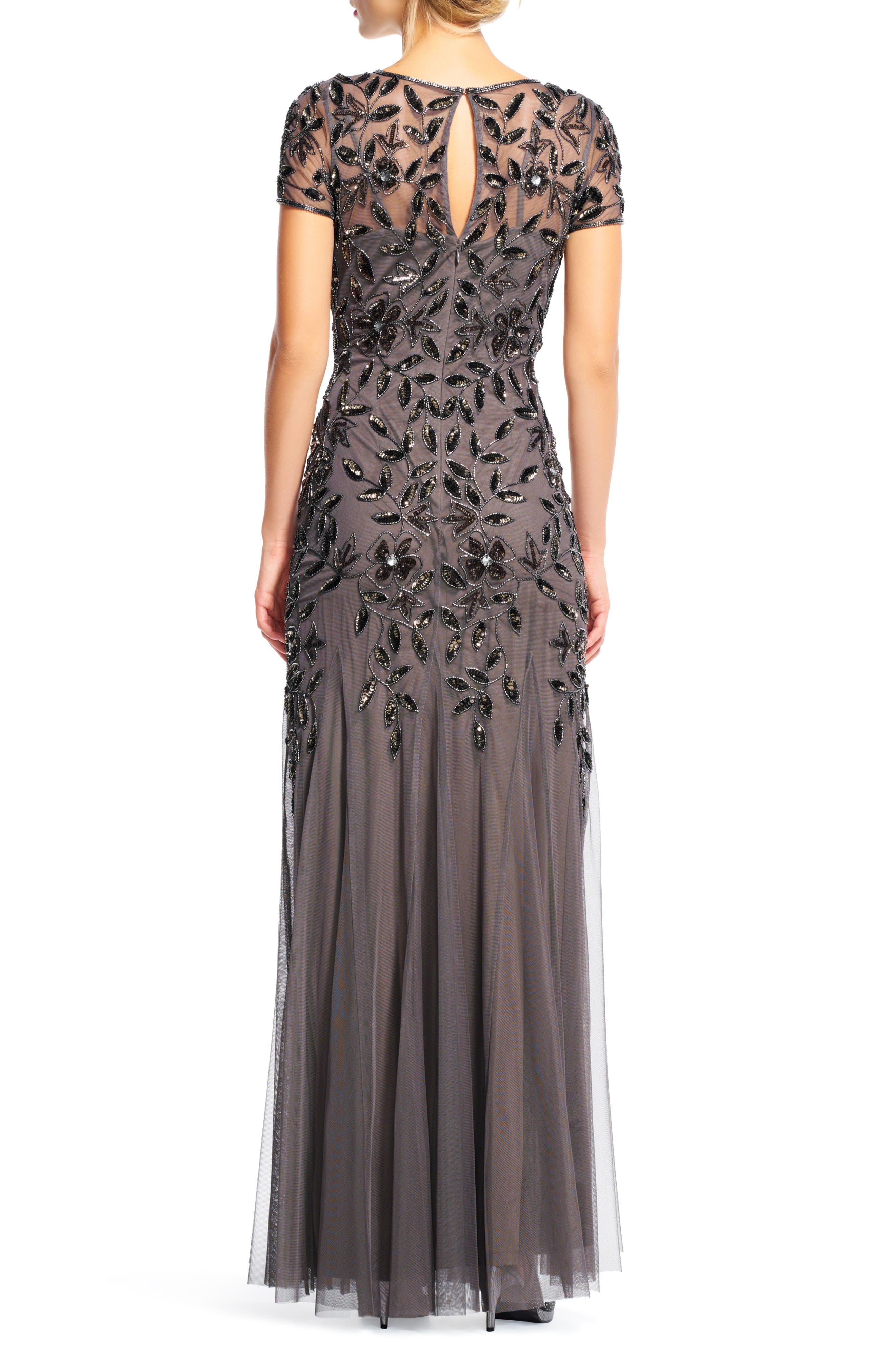 Adrianna Papell Petite Floral Beaded Gown - Lead | Smart Closet