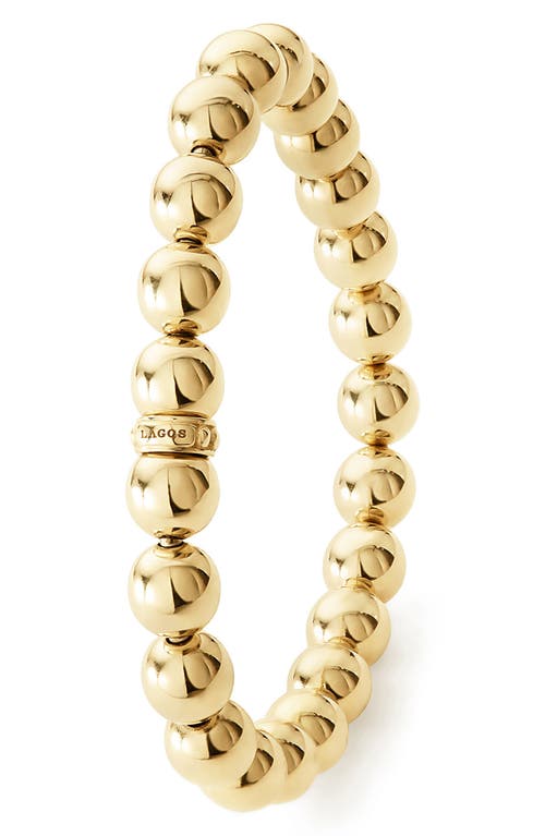 Lagos Signature Caviar Beaded Stretch Bracelet In Gold
