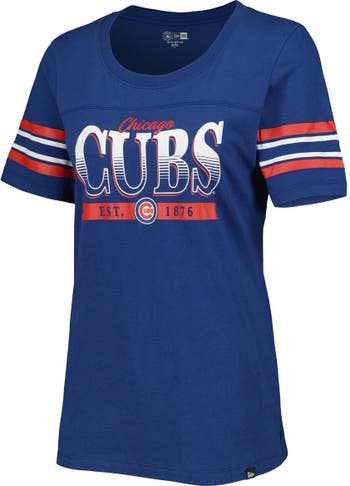 New Era Girls Chicago Cubs White Pinstripe V-Neck T-Shirt