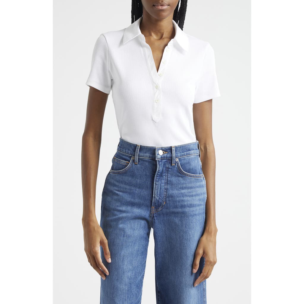 Veronica Beard Kearney Button-down Tee In White In White