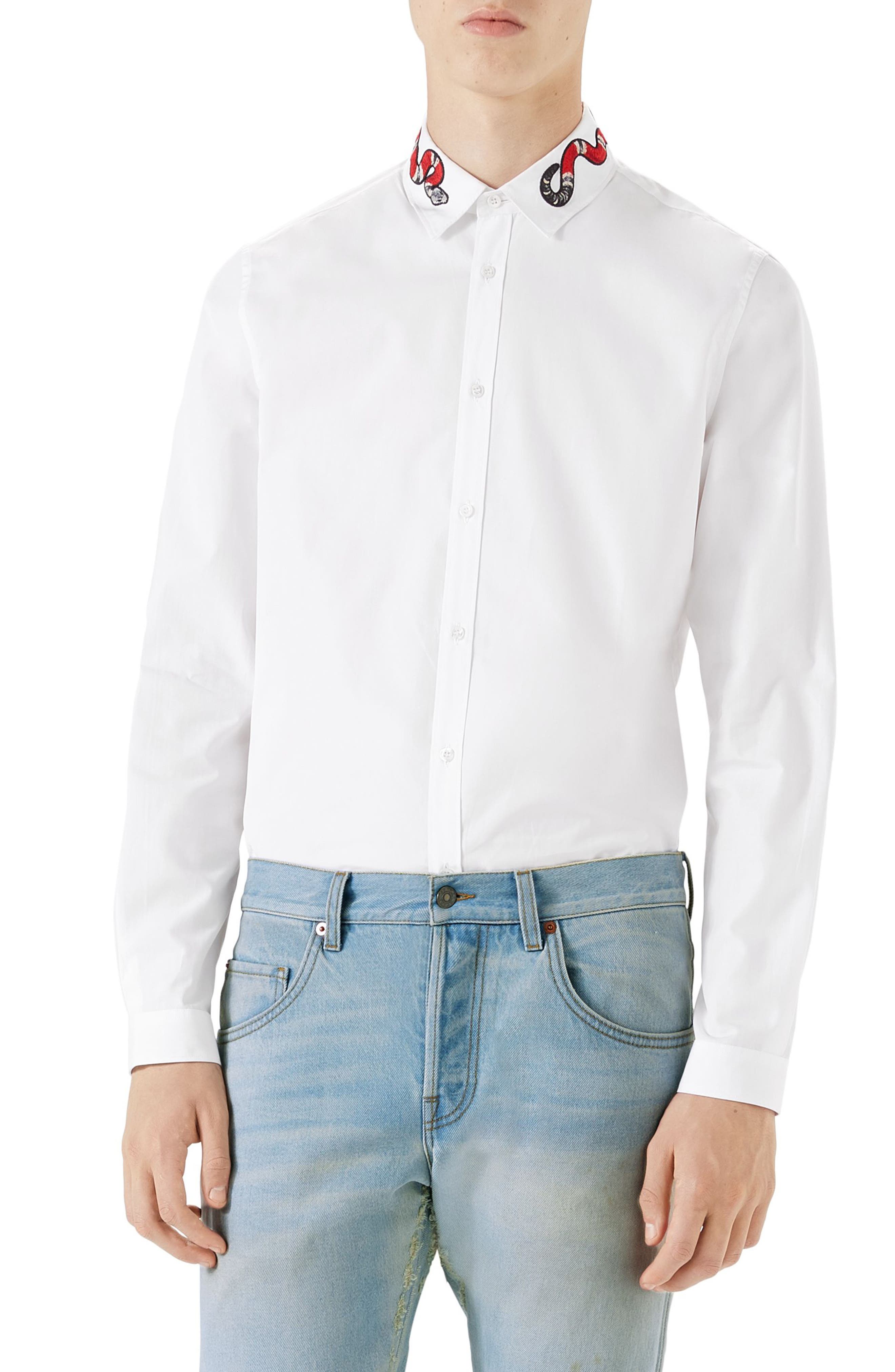 white gucci button up shirt