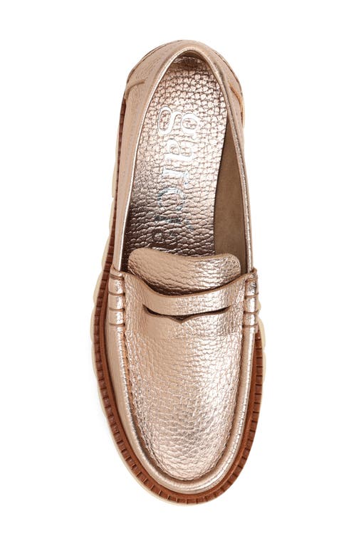 Shop Pedro Garcia Sebas Lug Metallic Penny Loafer In Rose Gold Cervo Lame