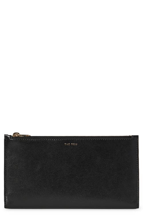 The Row Multizip Leather Continental Wallet in Black
