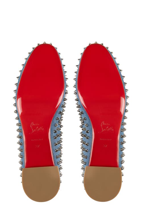 Shop Christian Louboutin Sweetie Jane Spikes Denim Flat In Blue/silver/lin Jeans