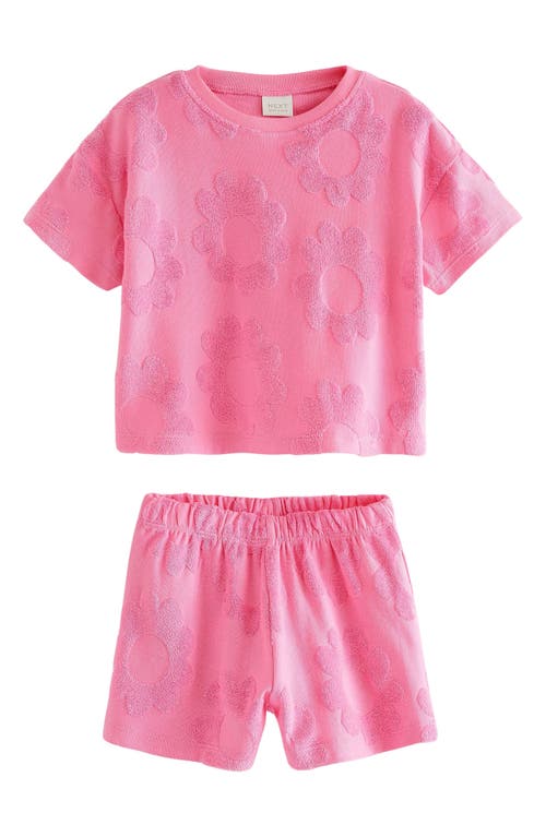 NEXT Kids' Flower Textured T-Shirt & Shorts Set Bright Pink at Nordstrom,