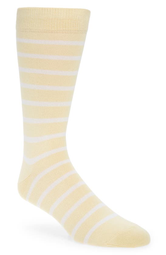 Sunspel Stripe Cotton Blend Crew Socks In Yellow