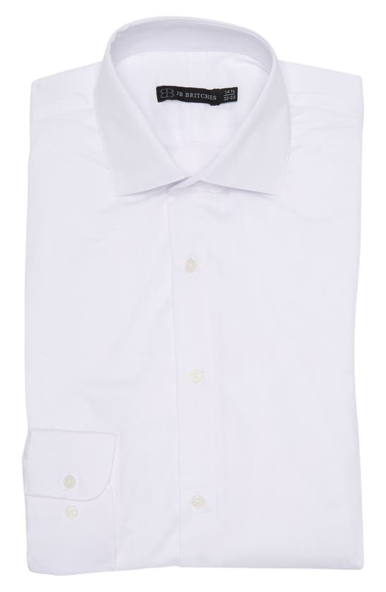 Shop Jb Britches Yarn-dyed Solid Dress Shirt In White