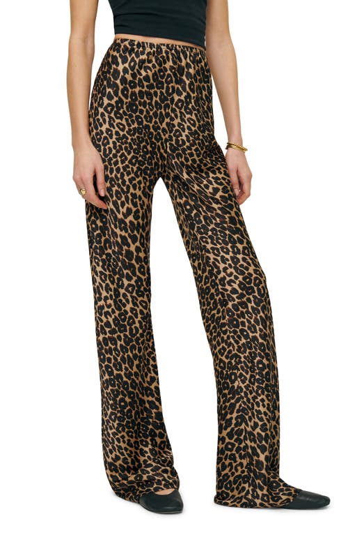 Shop Reformation Gale High Waist Satin Pants In Leo